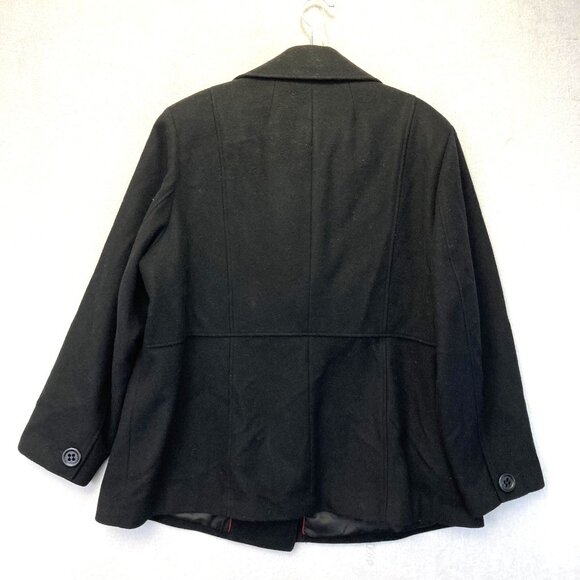 Lane Bryant Double Breasted Peacoat Womens 3X 22/24 Plus Black Wool Jacket Lined - Picture 2 of 16